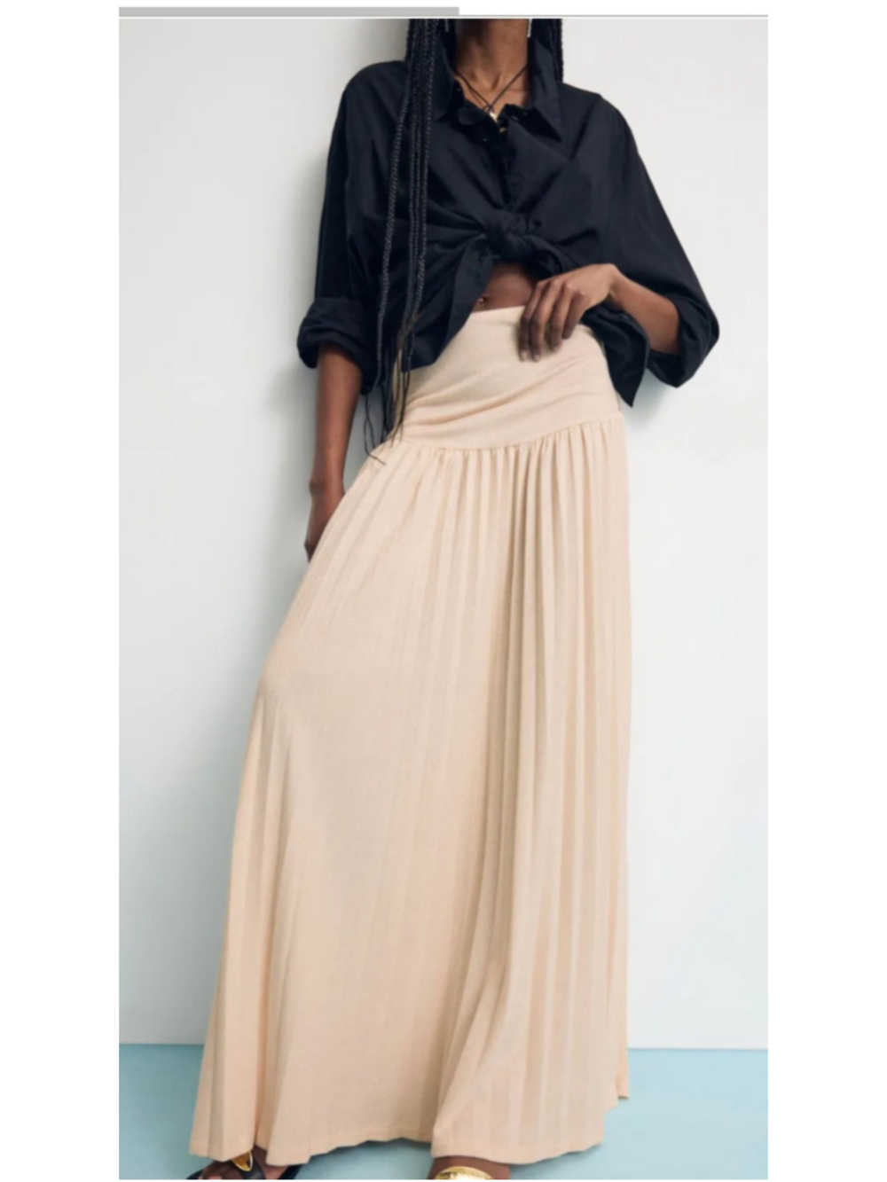 Anthropologie Lioness Pleated Maxi Skirt Cream Ivory Size medium - Picture 4 of 11
